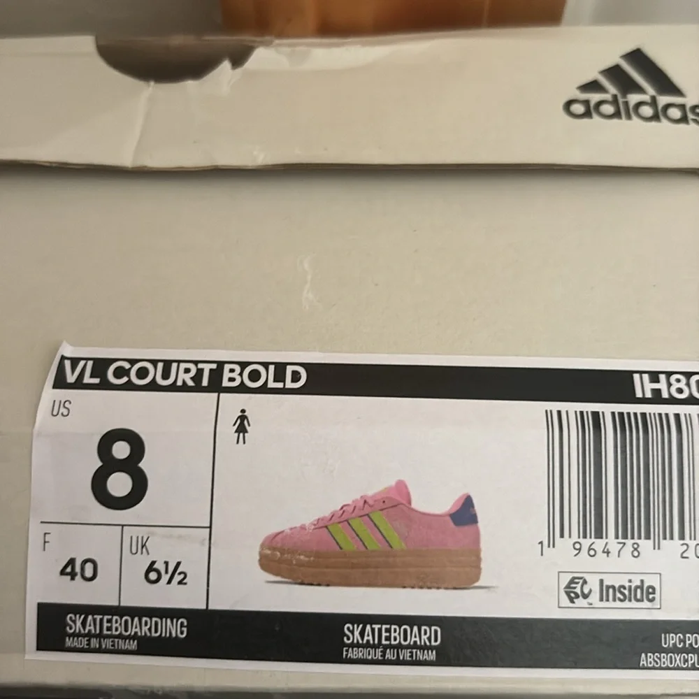 NEW Adidas Women's VL Court Bold Suede Sneaker Platform in Pink Spark